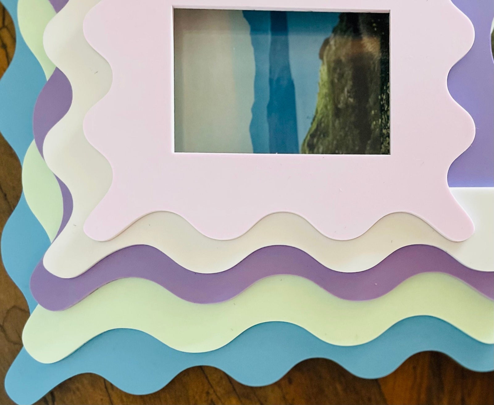 Colorful Acrylic Frame With Wavy Edge, Easter Gifts and Decor, Pastel Wall Art Frames, Custom Picture Frame, 4x6 Picture Frame Unique